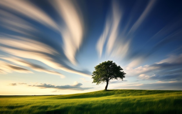 Foto l'albero solitario che testimonia il passaggio del tempo