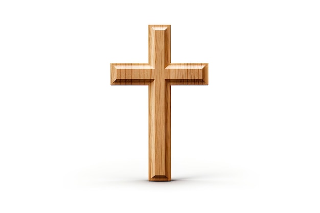 Photo a solitary wooden cross on white background