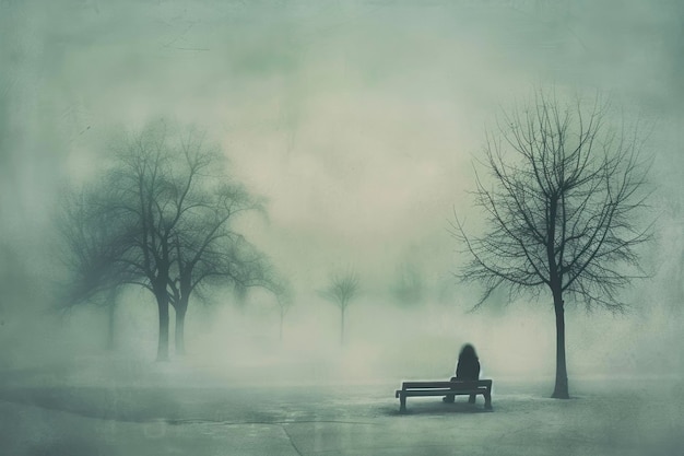 Solitude in a misty park