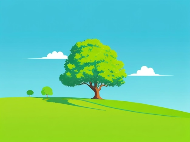 Foto solitudine in natura un albero solitario in un prato verde vibrante