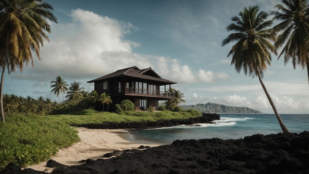 Solitude in Paradise A Tropical Black Beach Panorama