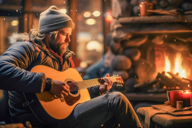 Solo acoustic tunes by lodge fire Enhance apresski with intimate music