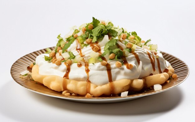 Photo solo dahi puri on white background