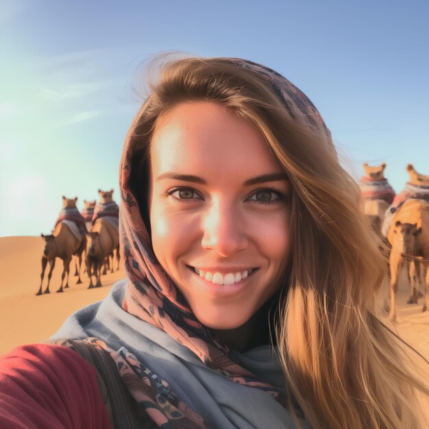 A solo female traveler making new diverse friends abroad