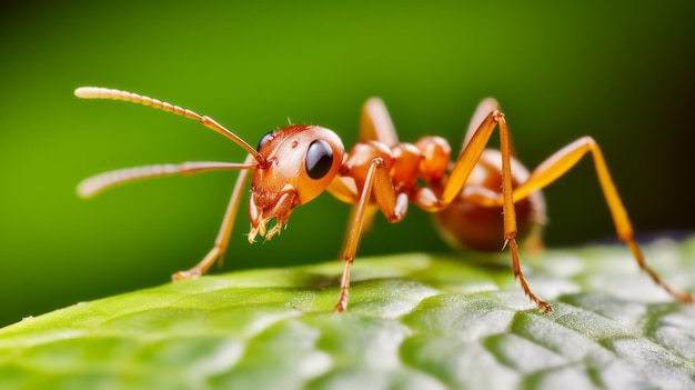 Solo Fire Ant Crawling on a Leaf