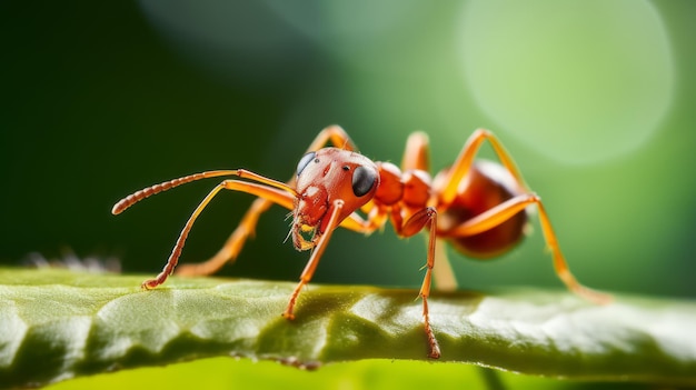 Solo Fire Ant Crawling on a Leaf