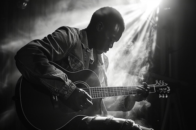 Solo guitarist playing a gig