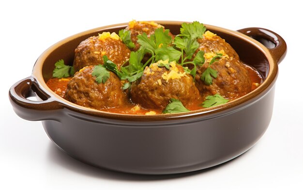 Solo Kofta Curry op witte achtergrond