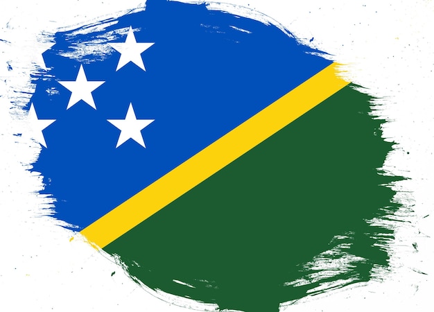 Solomon islands flag on distressed grunge brush background