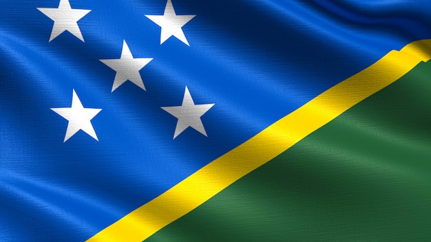 Solomon Islands flag, with waving fabric texture