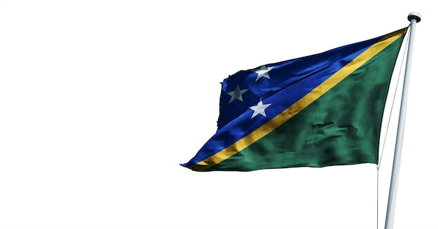 solomon_islands wuivende 3d render vlag, op een witte achtergrond. - afbeelding