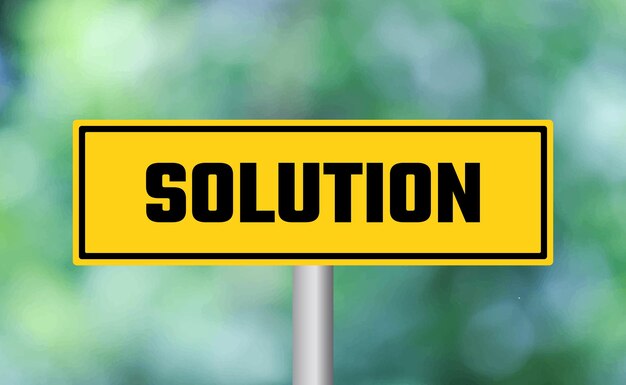 Solution road sign on blur background