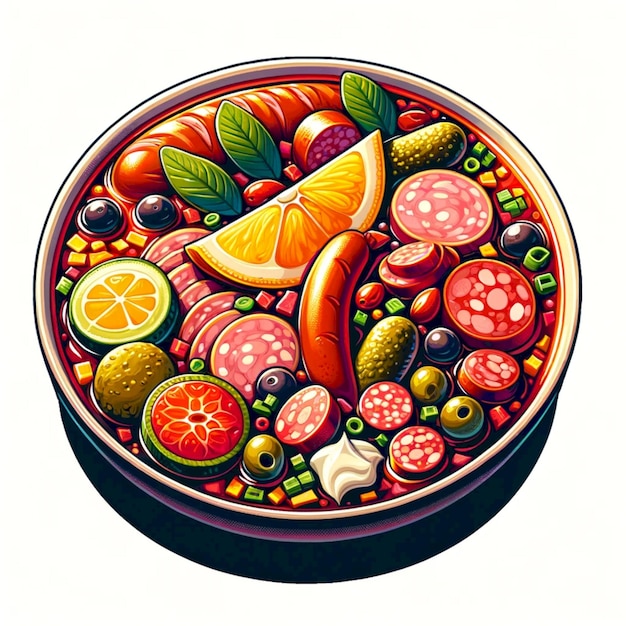 Photo solyanka typical russian food illustration design