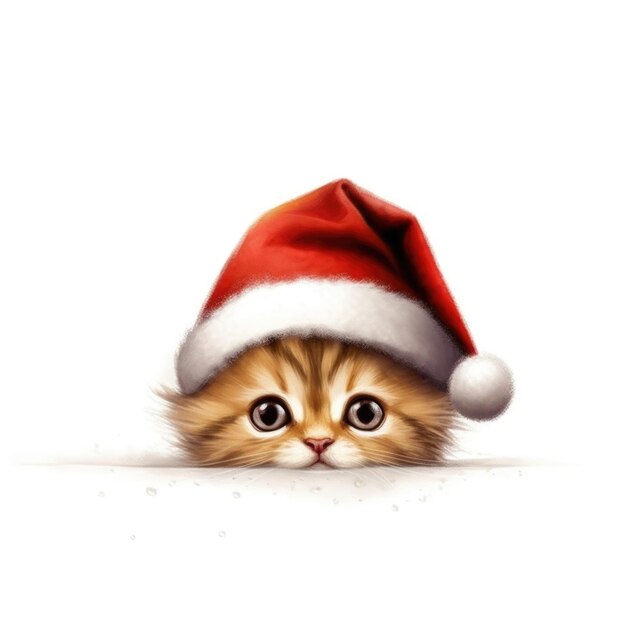 Somali kitten wearing Santa Hat