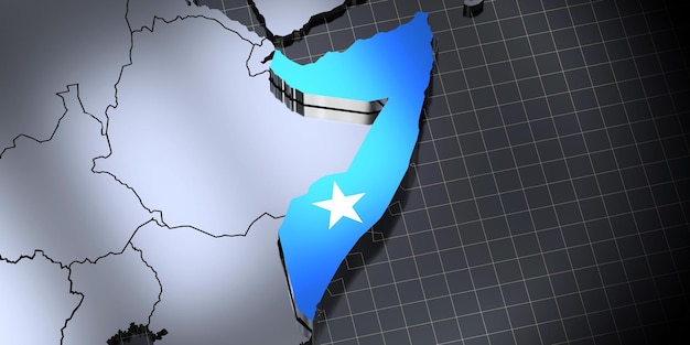 Somalia borders and flag 3D illustration