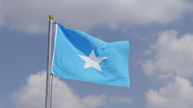 Photo somalia flag waving on a flag pole background sky with clouds