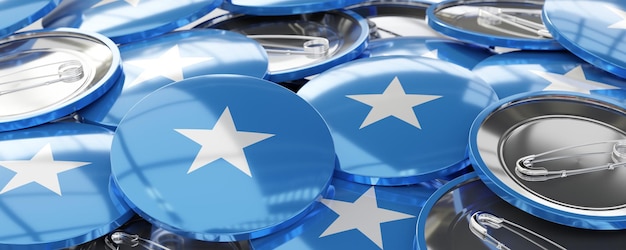 Somalië ronde badges met landvlag stemming verkiezingsconcept 3D illustratie