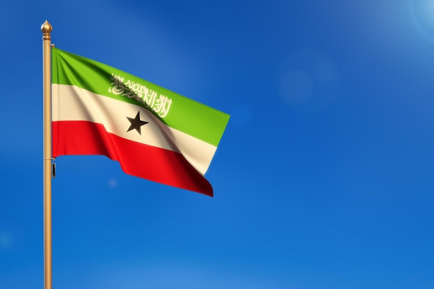 Somaliland Flag blown by the wind with blue sky in the background