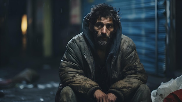 A somber image of a person living on the street