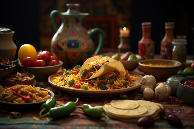 写真 ソムブレロとメキシコ料理