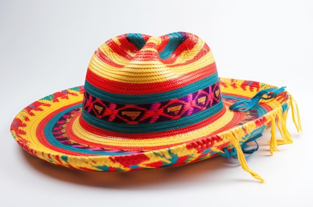 Sombrero hoed feestelijk versierd voor de vakantie Cinco de mayo op een witte achtergrond