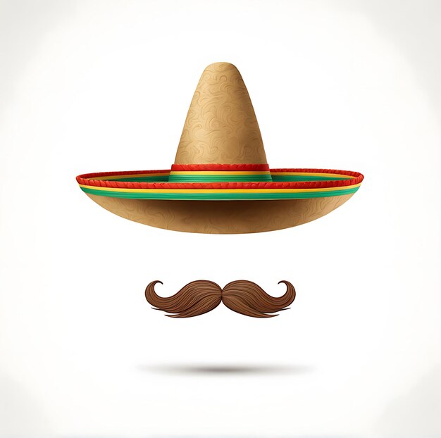 Photo sombrero and mustache on isolated background