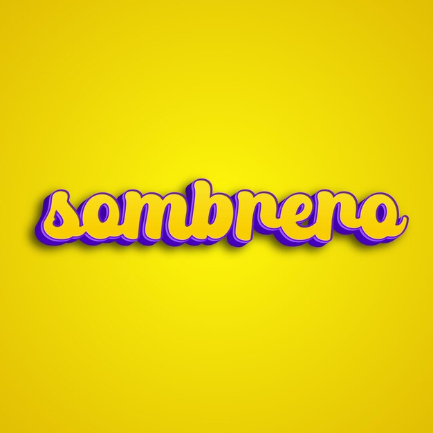 Sombrero typography 3d design yellow pink white background photo jpg