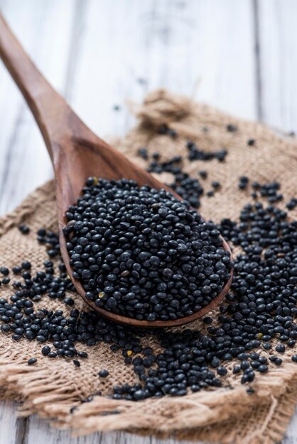 Some Black Lentils closeup shot