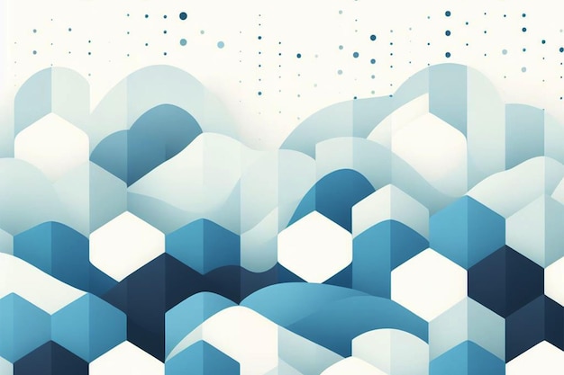Some blue hexagons dancing on a white background abstract tech design