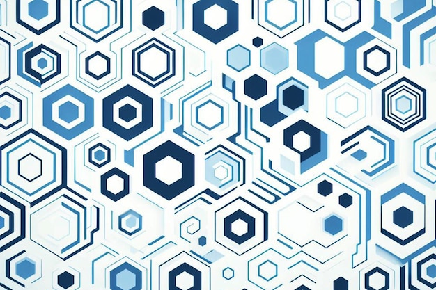 Some blue hexagons dancing on a white background abstract tech design