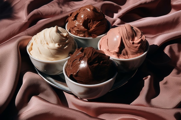 Some Chocolate Ice Cream Placed in the Middle