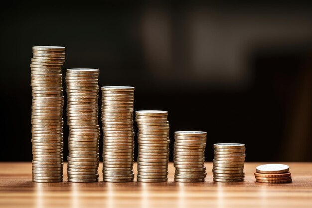 Some coins stacked on the table