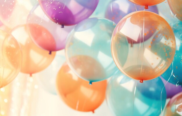 Photo some colorful balloons on background in a table