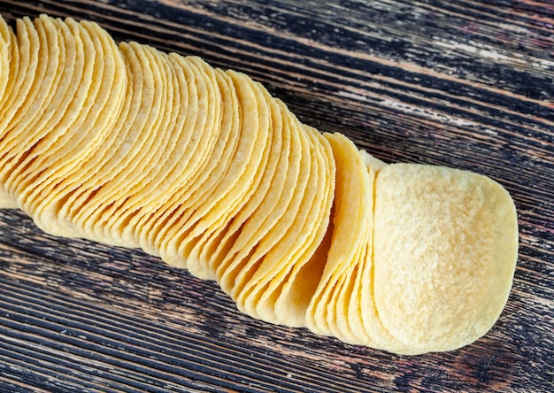 Some crispy natural potato chips without packaging