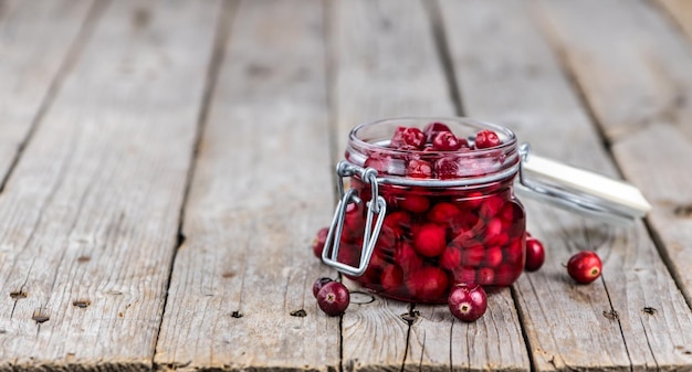 Some fresh Cranberries preserved selective focus closeup shot