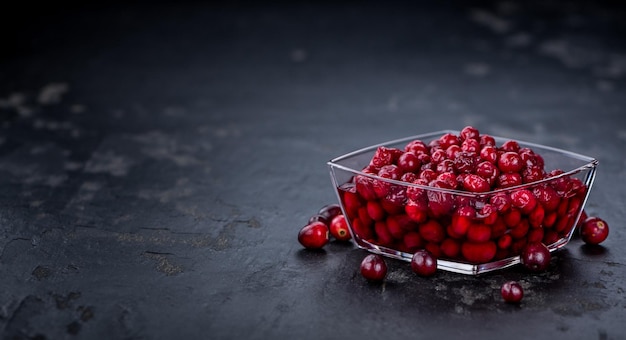 Some fresh Cranberries preserved selective focus closeup shot