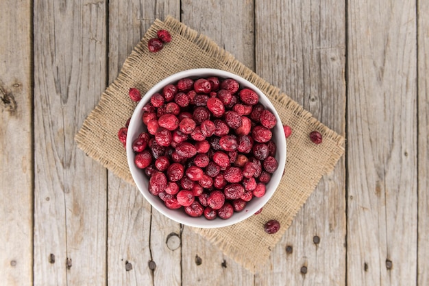 Some fresh Dried Cranberries selective focus closeup shot