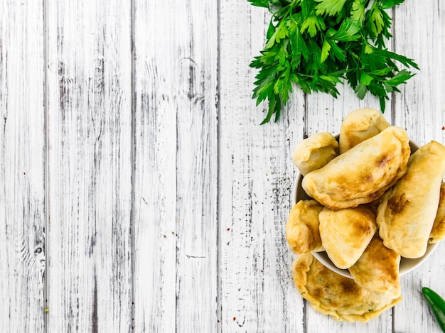 Some fresh made Empanadas selective focus closeup shot