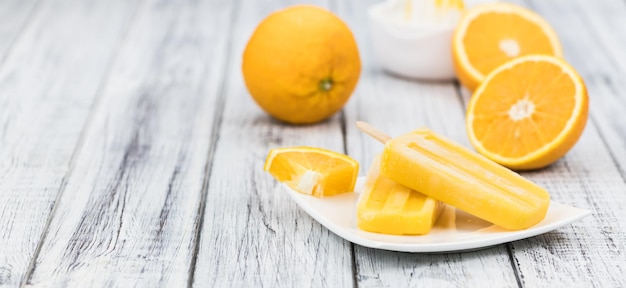 Some fresh made Popsicles closeup shot