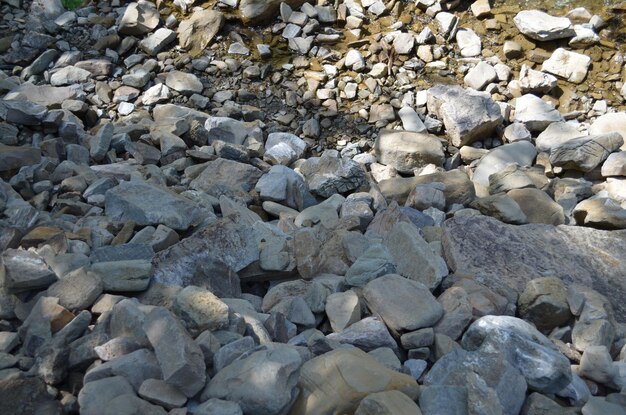 Some mountain rocks next to tne water