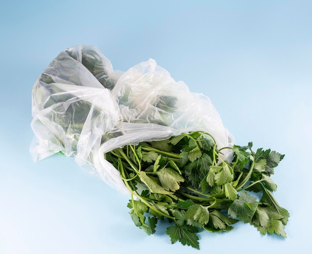 Some parsley in a plastic bag