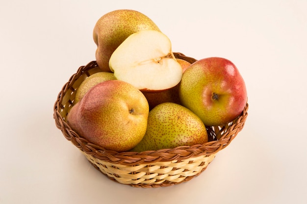 Some pears in a basket. Fresh fruits