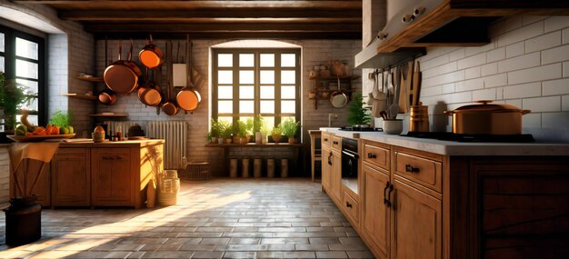 Some pictures of a kitchen with wooden cabinets and large pot