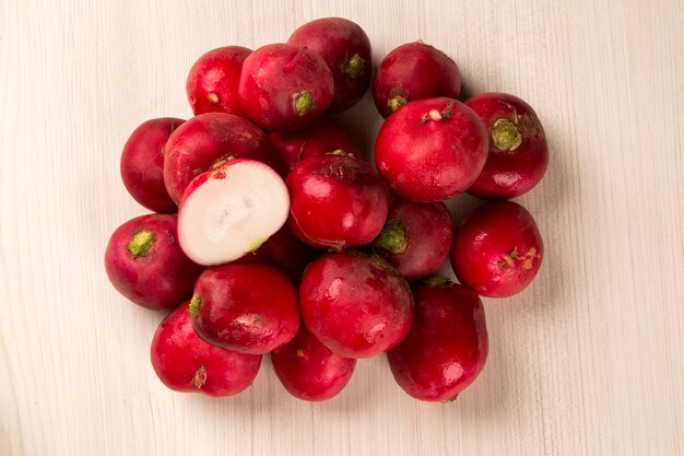 Some radishes in a basket. Fresh vegetable