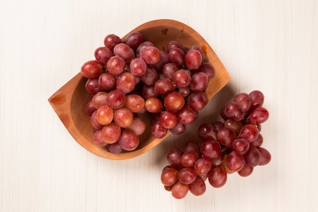 Some red grapes. Fresh fruits.