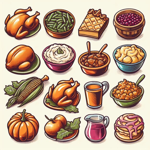 Some Thanksgiving food illustration