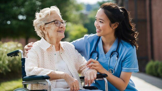 Photo some vitamin d is just what you need today cropped shot of a young female nurse outside with a seni