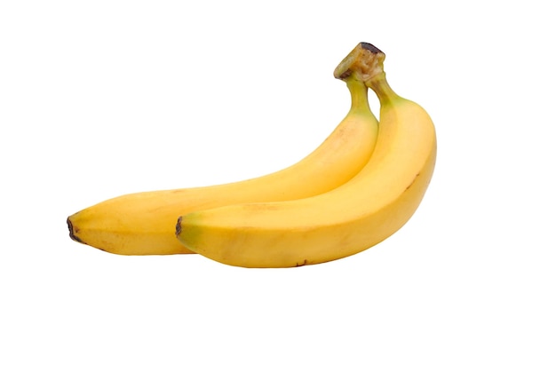 Some yellow bananas on a white background