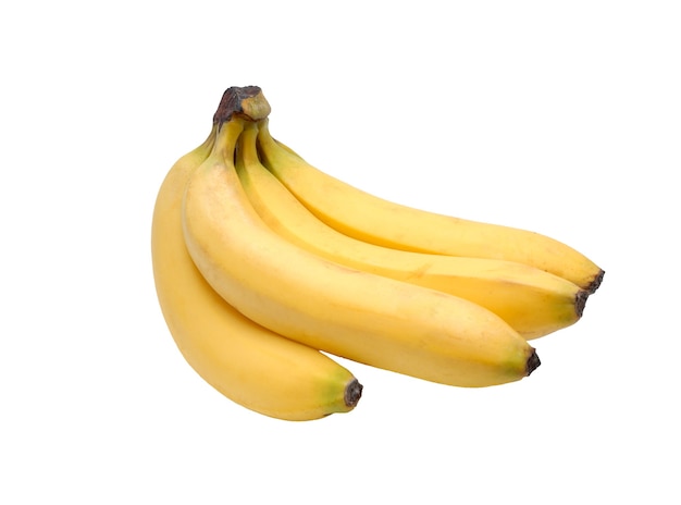 Some yellow bananas on a white background