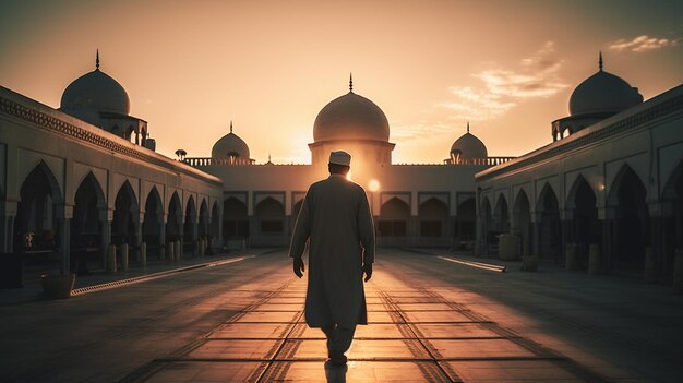 Someone goes to the mosque to pray